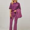 Women Remain Birger Christensen Pants And Jumpsuits | Viscose Mix Elastic Flared Trousers Purple