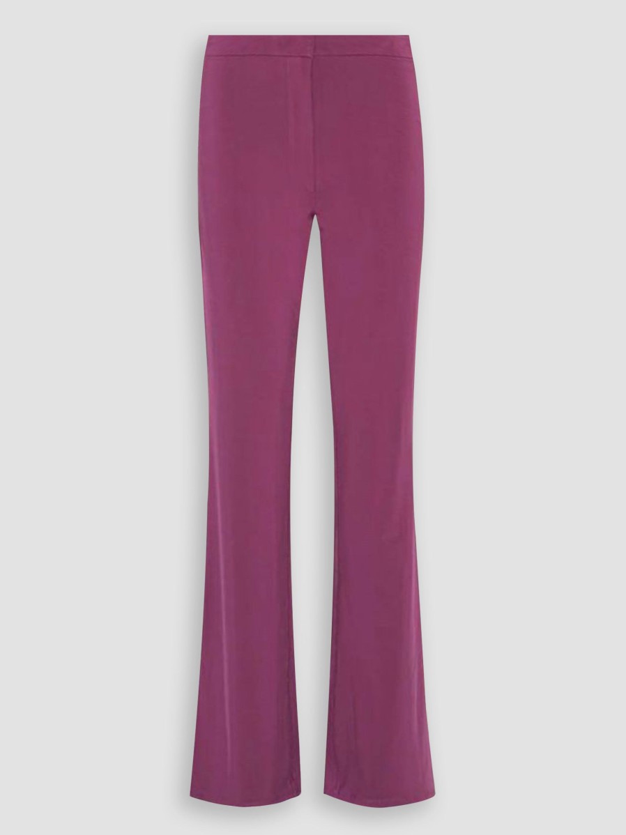 Women Remain Birger Christensen Pants And Jumpsuits | Viscose Mix Elastic Flared Trousers Purple