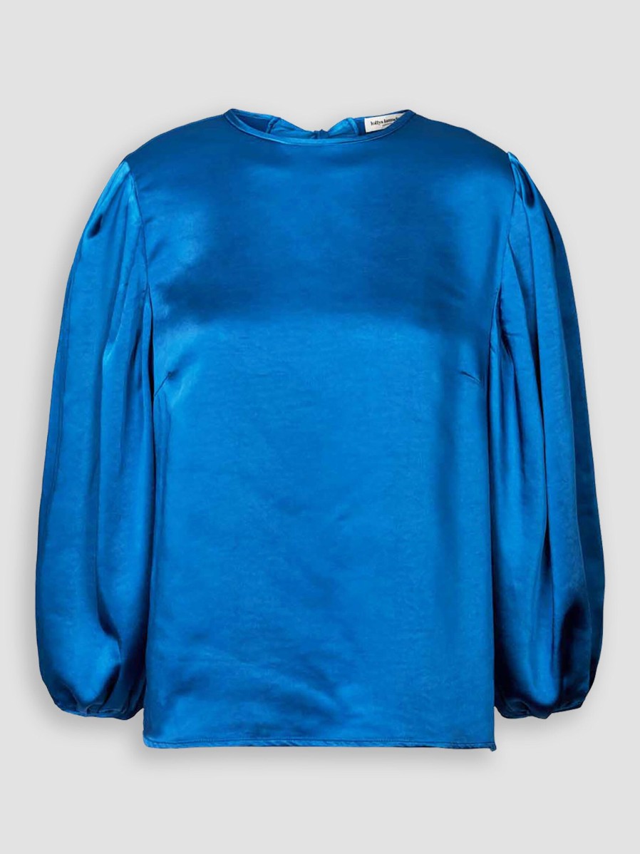 Women Lollys Laundry Tops And Blouses | Bergen, Woven Shiny Top Blue