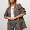 Women Gestuz Blazers And Jackets | Ancie, Viscose Mix Oversized Melange Blazer Browngrey