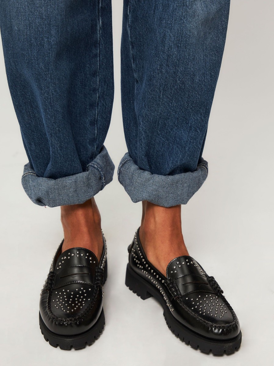 Women Sebago Ballet Flats And Loafers | Dan Lug, Leather Loafers With Studs Black