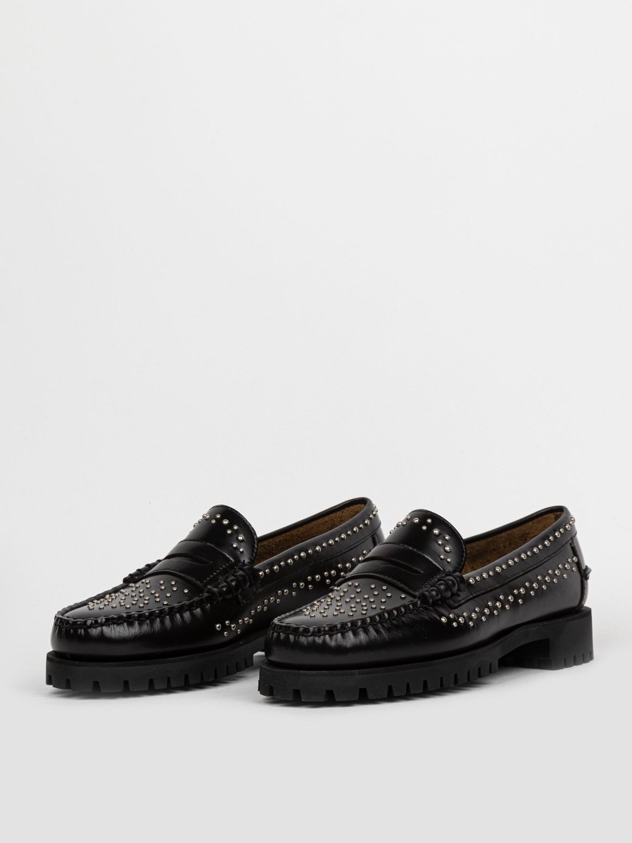 Women Sebago Ballet Flats And Loafers | Dan Lug, Leather Loafers With Studs Black