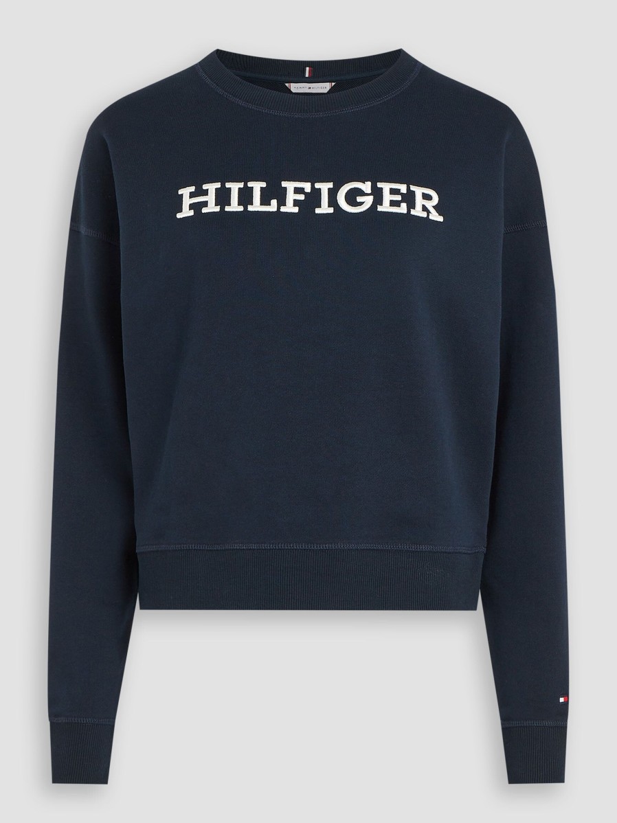 Women Tommy Hilfiger Sweaters And Cardigans | Cotton Logo Sweater Dark Blue