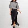 Women Frnch Skirts | Cecylia, Viscose Skirt With Pattern Black