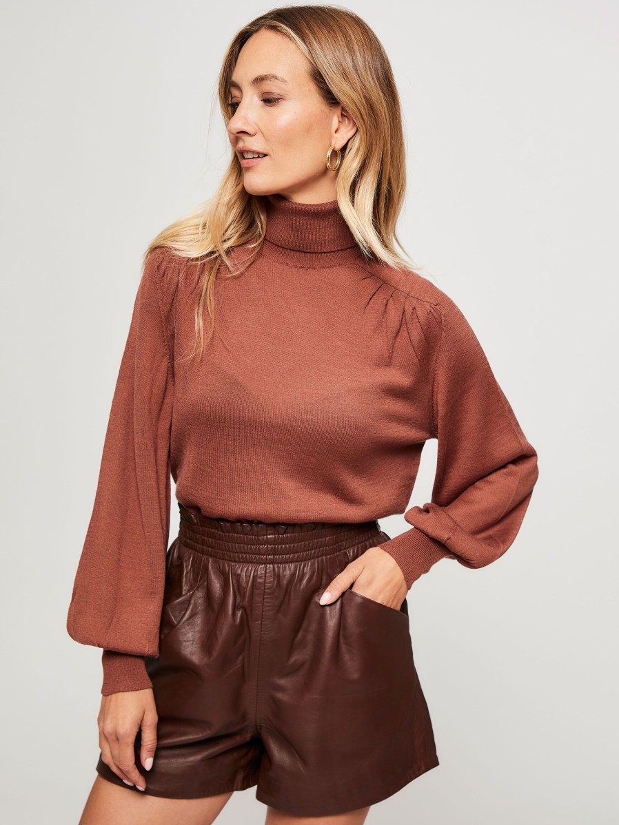 Women Ruby Tuesday Sweaters And Cardigans | Veanna, Wool Mix Melange Turtleneck Brown