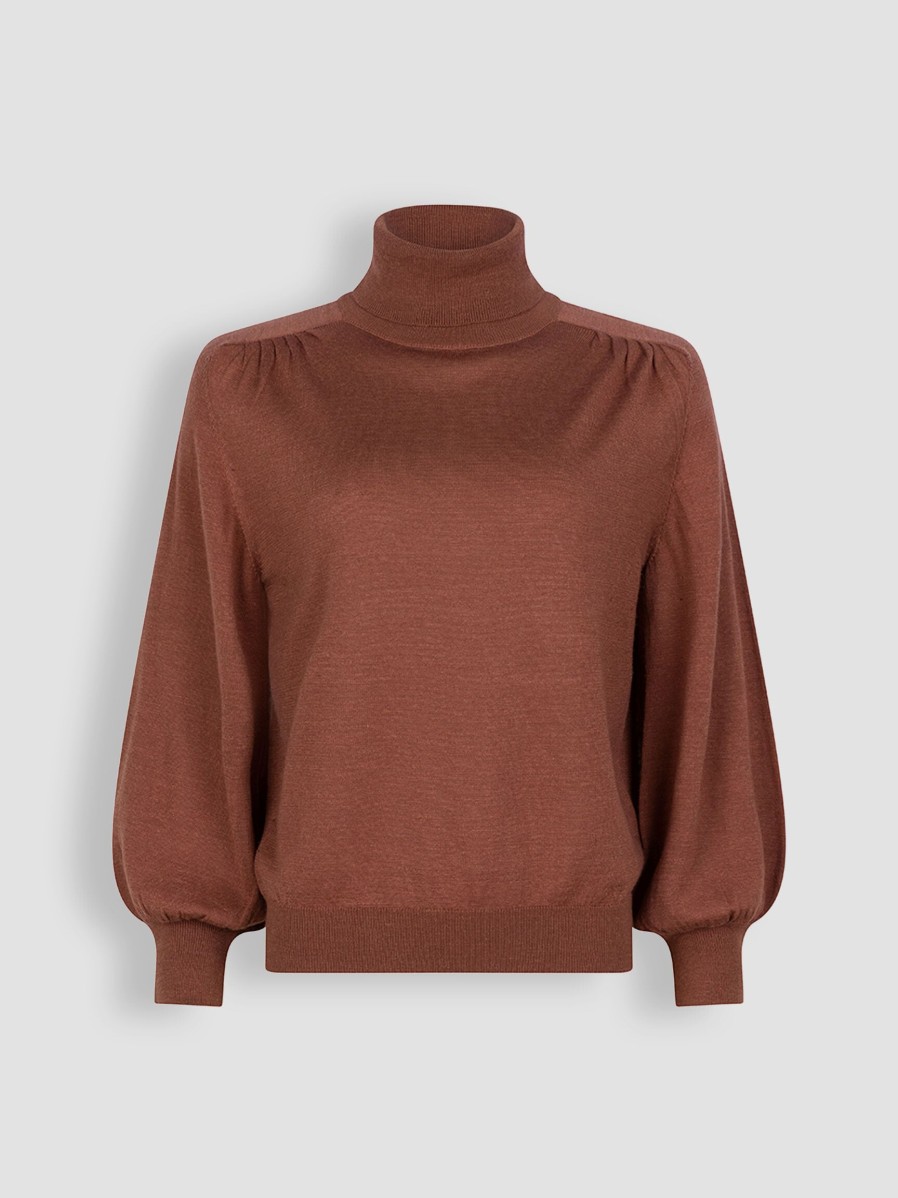 Women Ruby Tuesday Sweaters And Cardigans | Veanna, Wool Mix Melange Turtleneck Brown