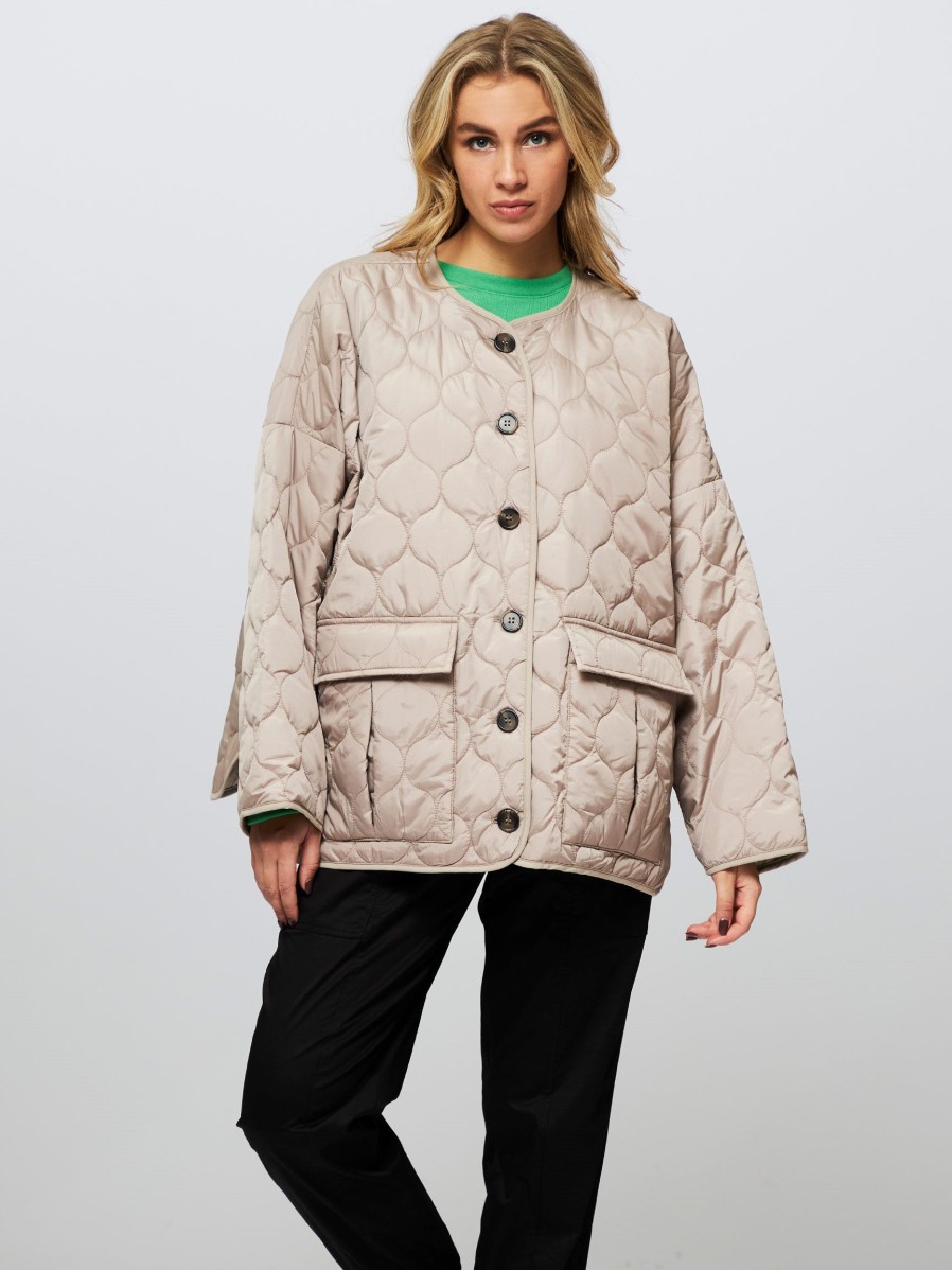 Women Modstrom Outerwear | Tinny, Padded Oversized Jacket Taupe