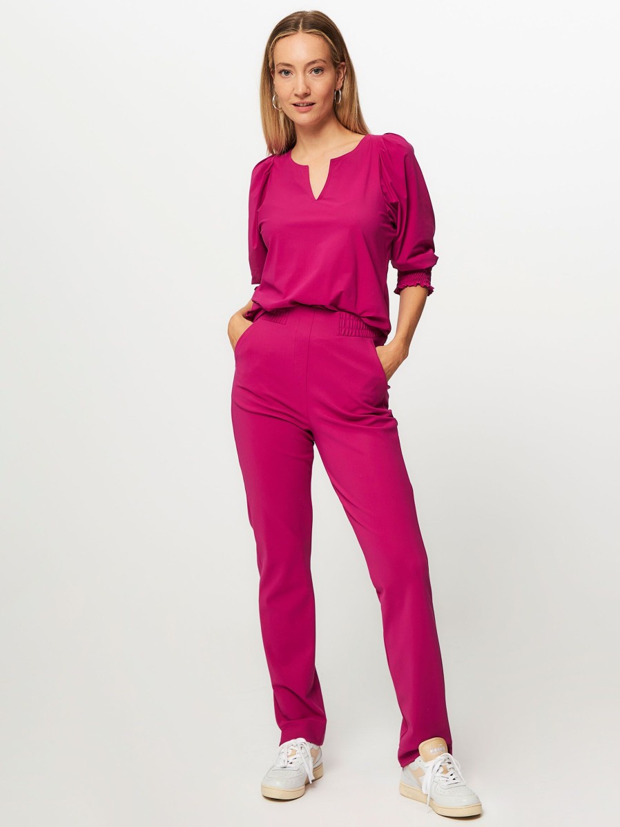 Women Studio Anneloes Pants And Jumpsuits | Dulce, Bonded Travel Jersey Trousers Bright Pink