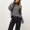 Women Closed Sweaters And Cardigans | Wool/Cashmere Mix Melange Turtleneck Dark Grey