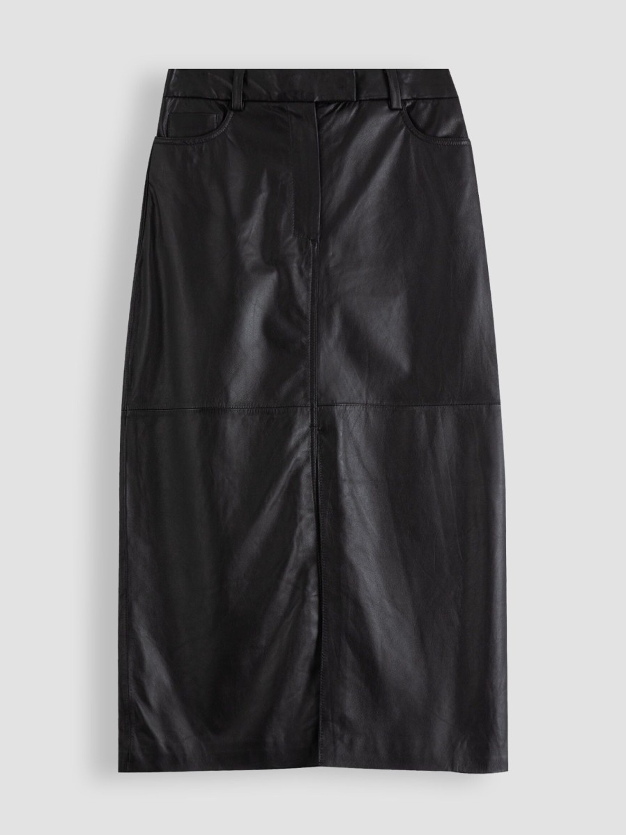 Women Studio AR Skirts | Jezra, Leather Skirt Black