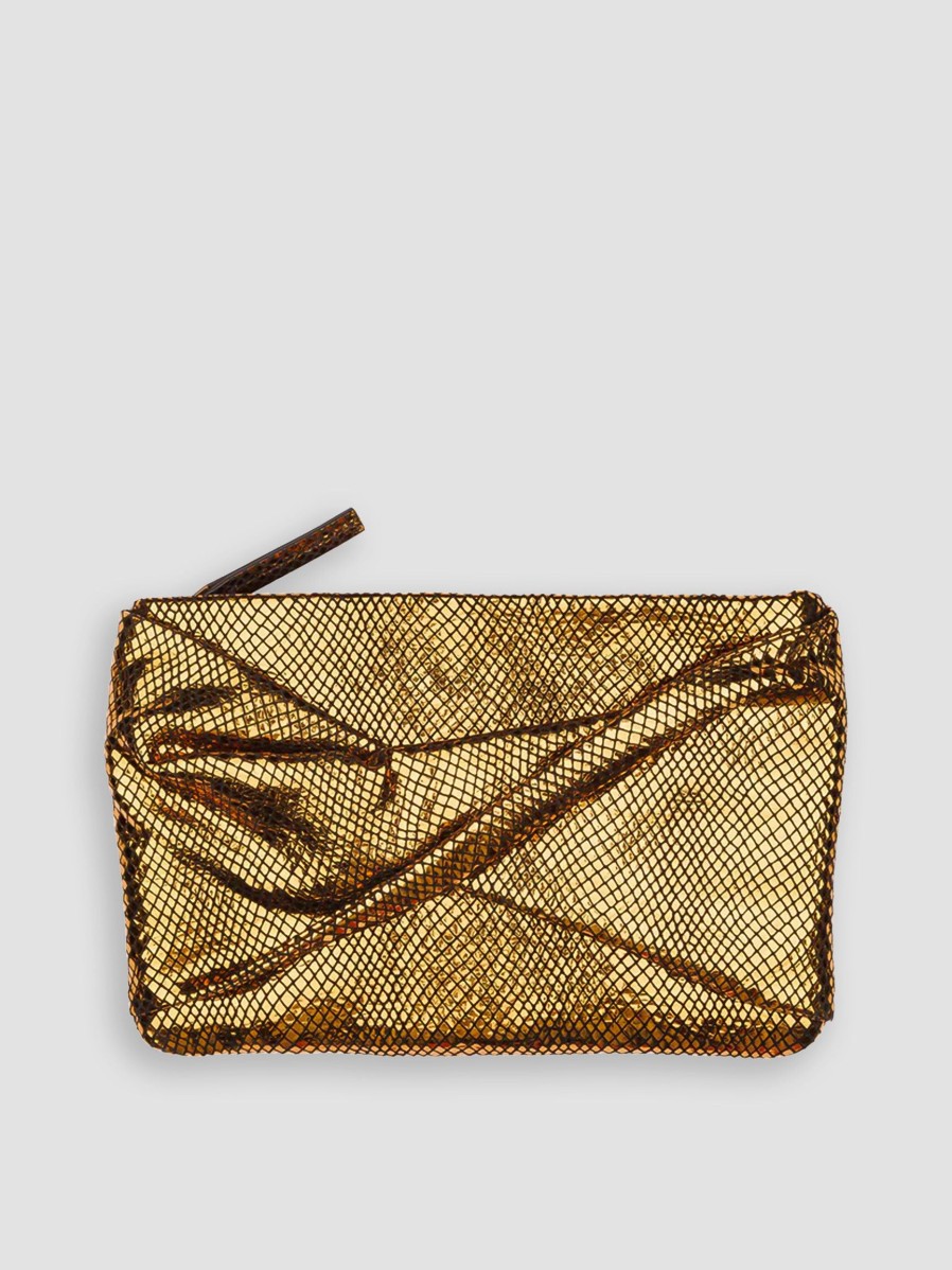 Women By Bar Bags | Leather Metallic Clutch Gold Colour