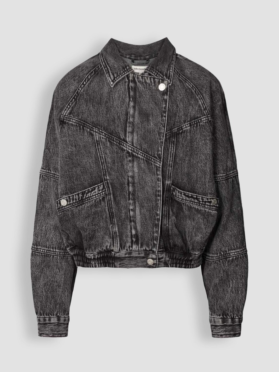 Women Lollys Laundry Outerwear | Kingston, Denim Jacket Dark Grey