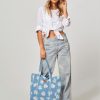 Women Wouf Bags | Drew, Organic Cotton Shopper With Print Blue