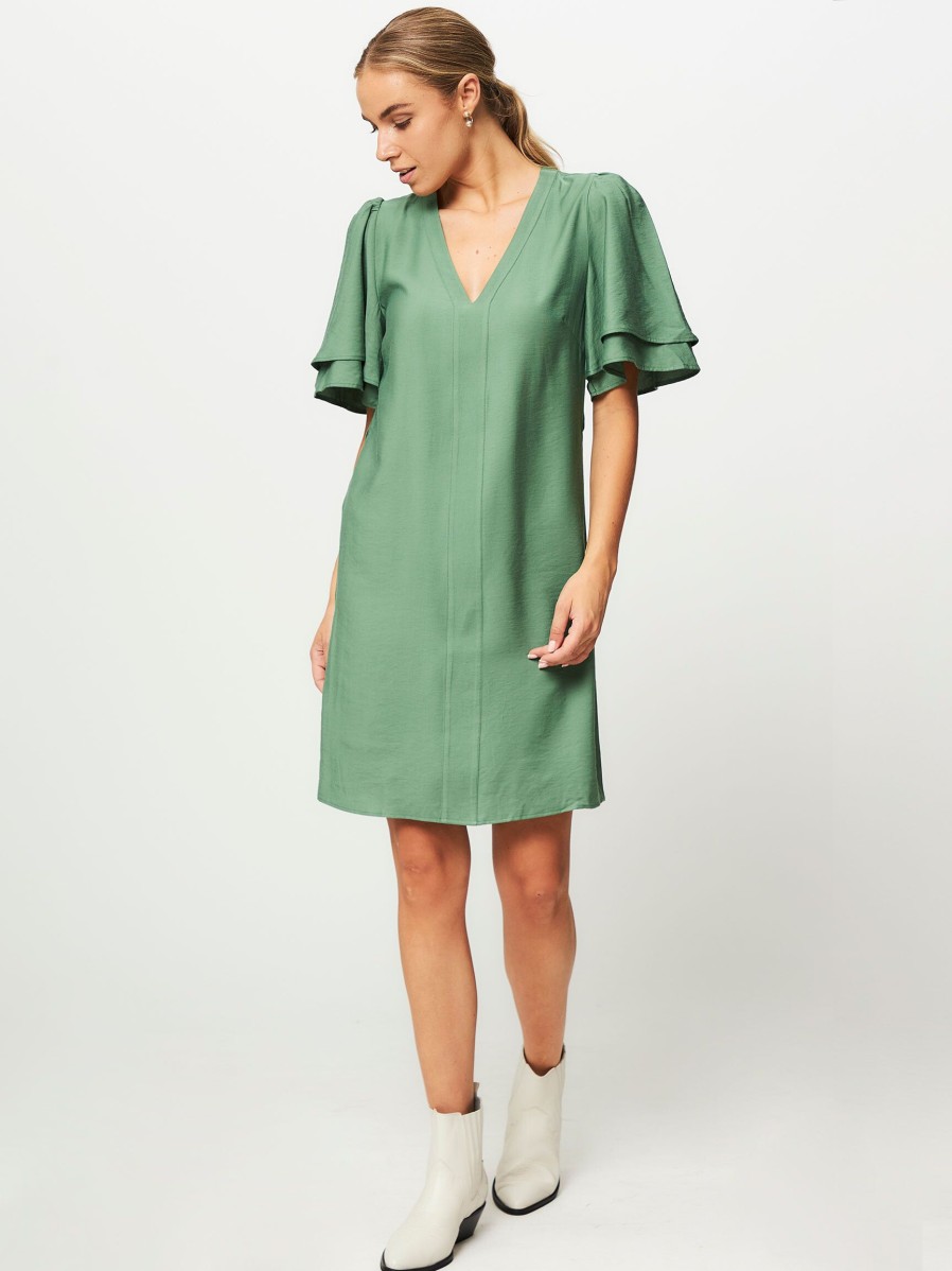 Women Another-Label Dresses And Tunics | Juin, Viscose Mix Dress Green