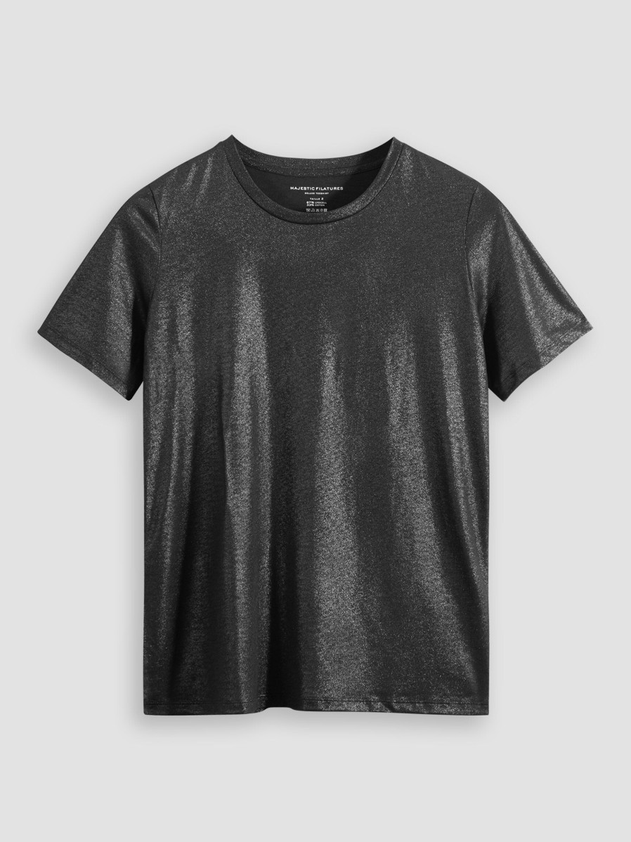 Women Majestic Filatures Tops And Blouses | Lyocell/Cotton Mix Slub T-Shirt With Lurex Grey