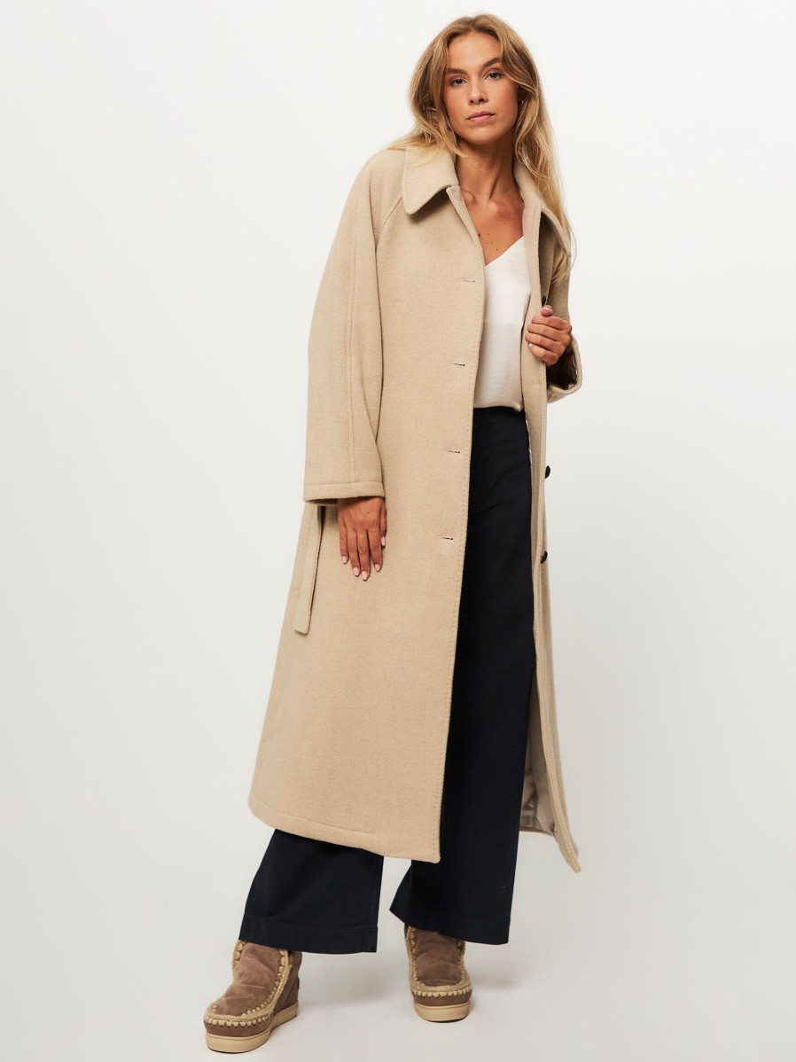 Women Ruby Tuesday Outerwear | Makala, Wool Mix Coat Beige