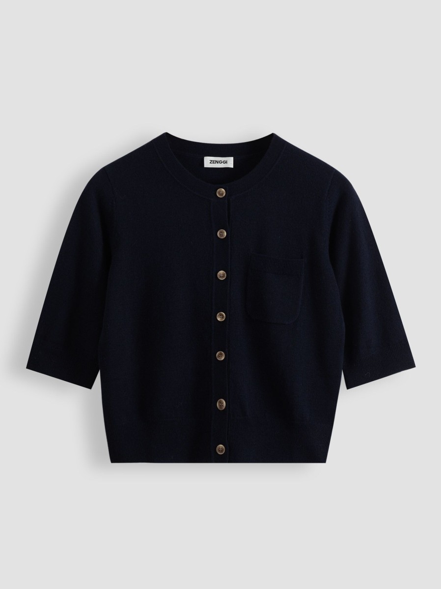 Women Zenggi Sweaters And Cardigans | Wool/Cashmere Mix Cardigan Dark Blue