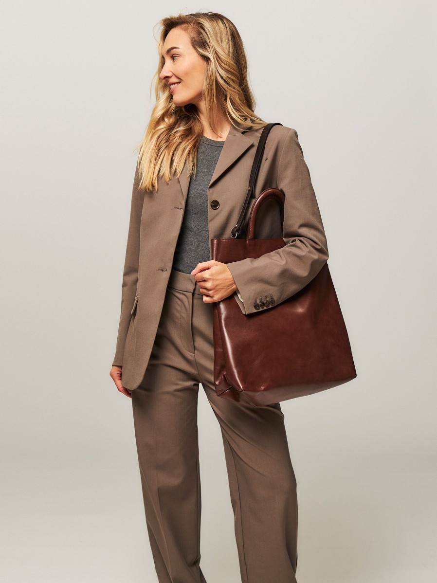 Women Ellen Truijen Bags | Rock Extended, Leather Shoulder Bag Brown