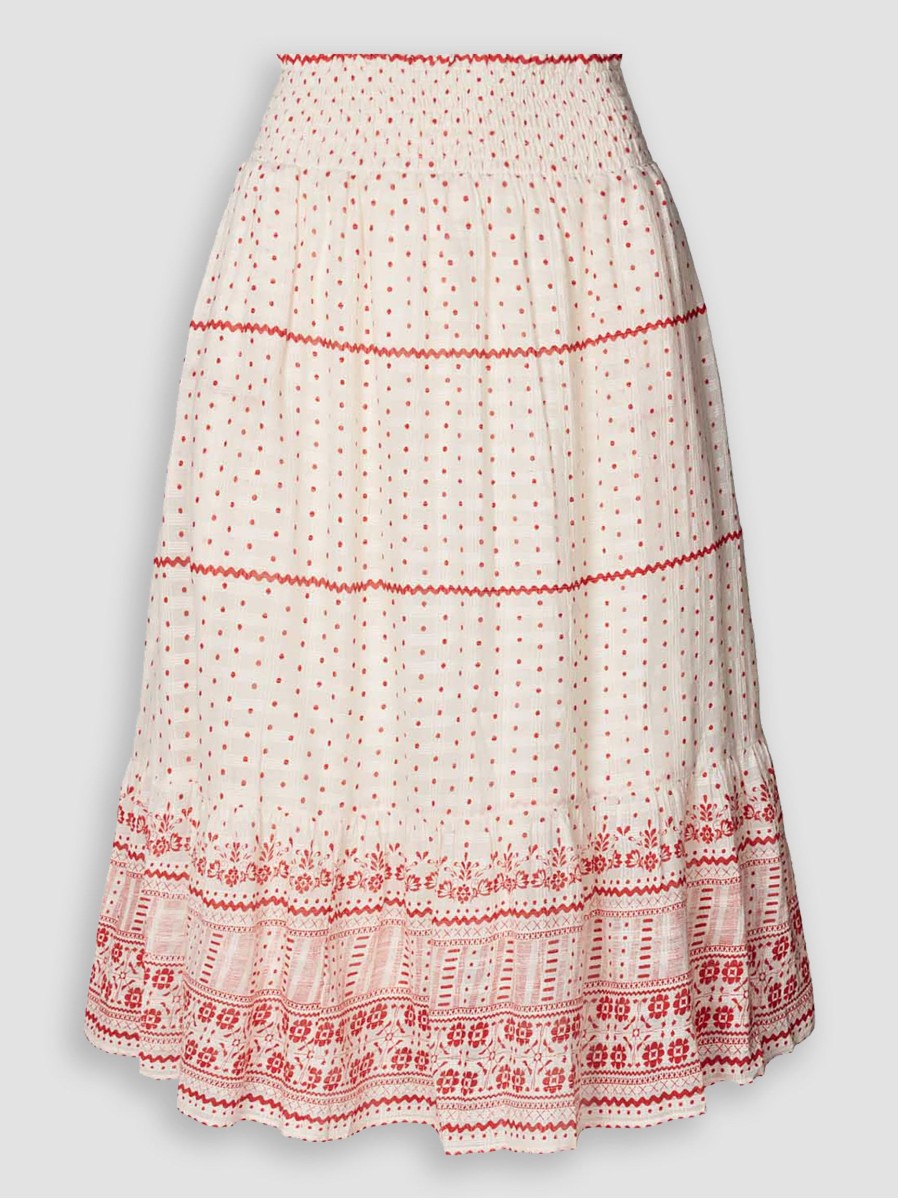 Women Lollys Laundry Skirts | Tanya, Cotton A-Line Skirt With Print Ecru