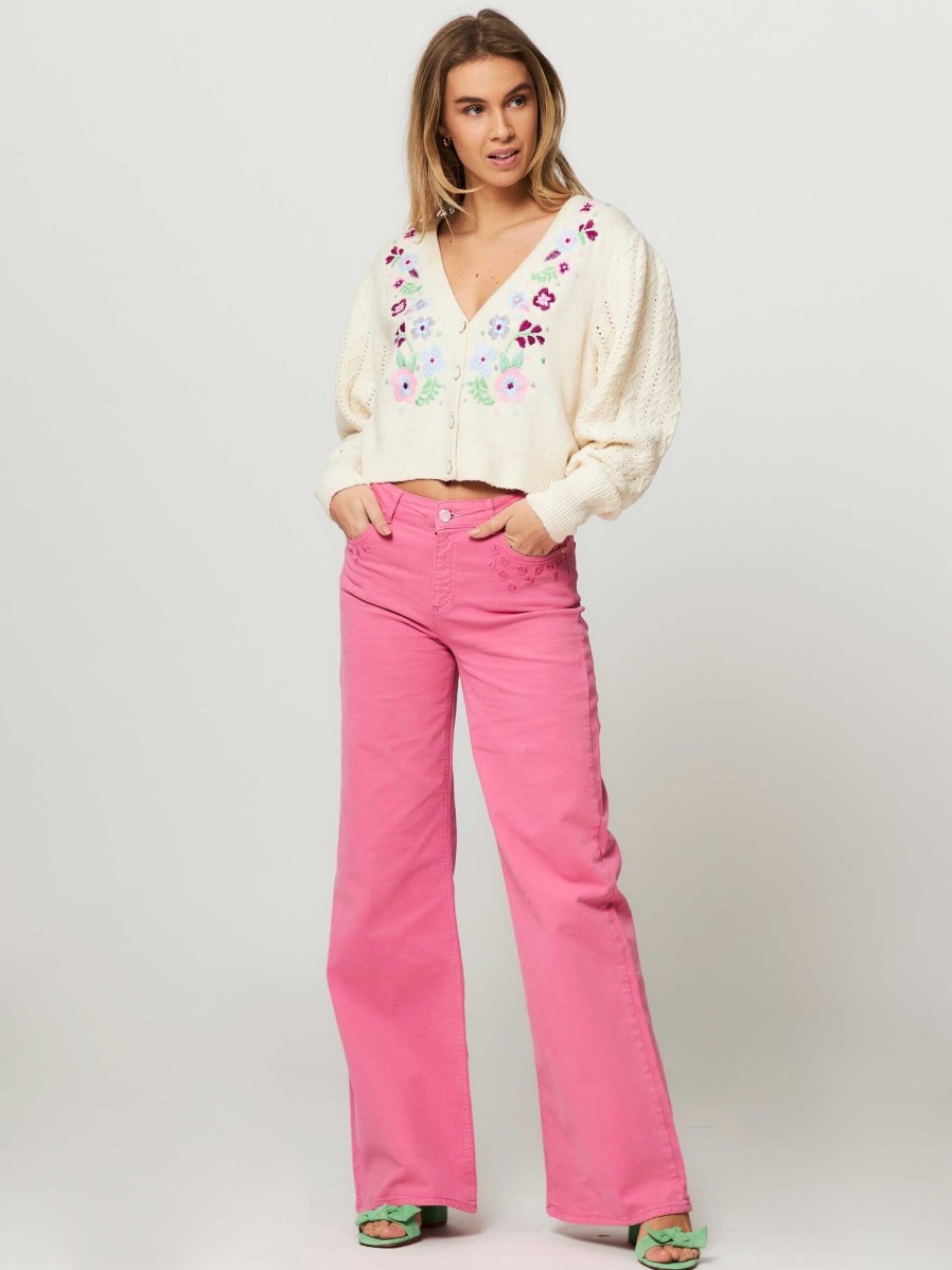 Women Fabienne Chapot Jeans | Eva, High Waist Wide Leg Stretch Jeans Pink