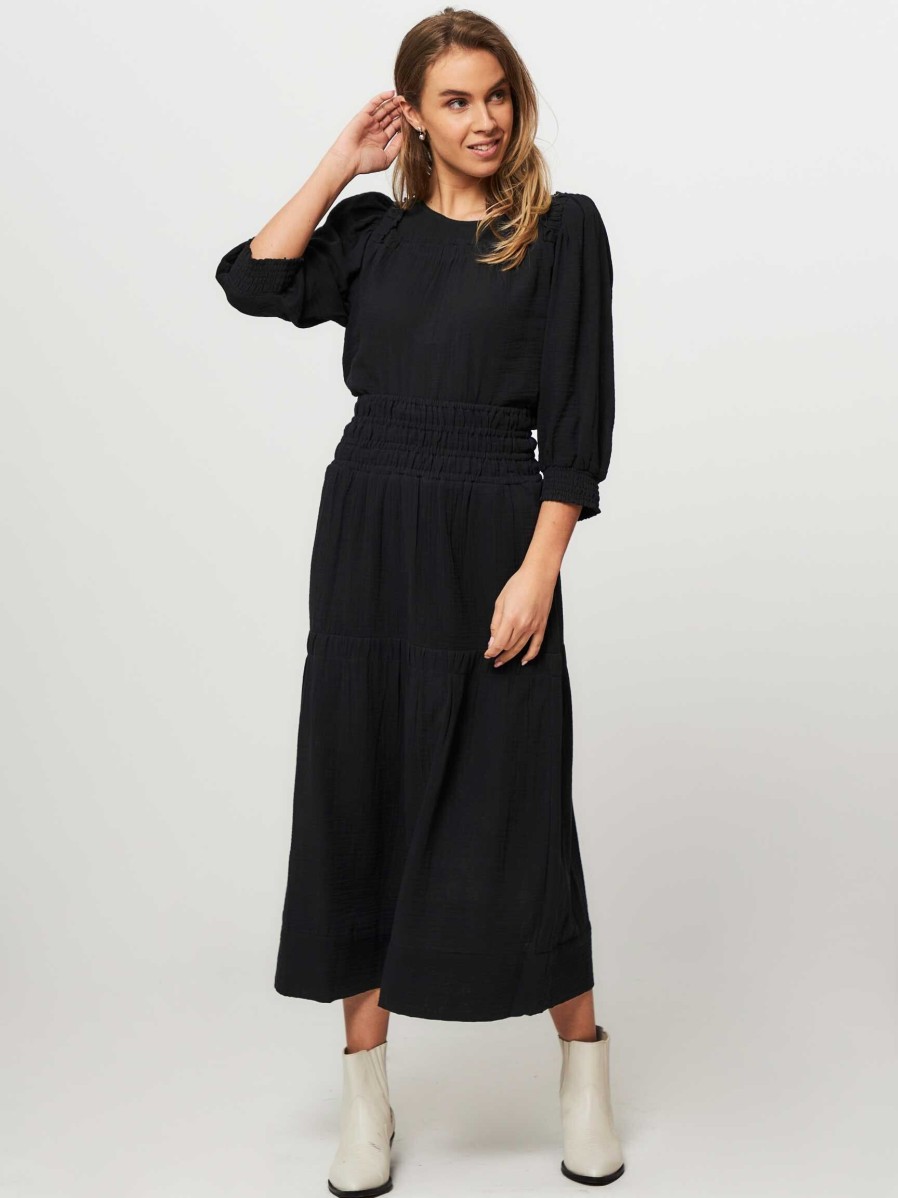 Women Ruby Tuesday Skirts | Tiwask, Cotton A-Line Skirt With Structure Black