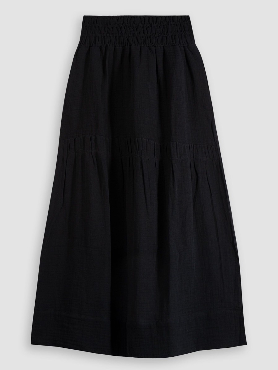 Women Ruby Tuesday Skirts | Tiwask, Cotton A-Line Skirt With Structure Black