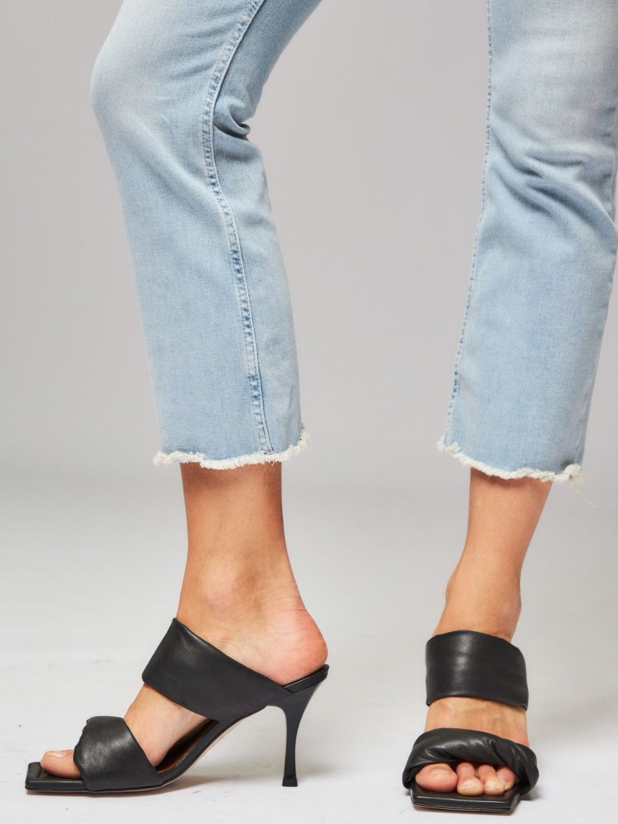 Women Alohas Sandals | Twist Strap, Leather Mules Black