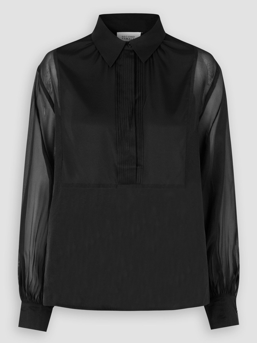 Women Second Female Tops And Blouses | Bluette, Viscose Mix Top Black