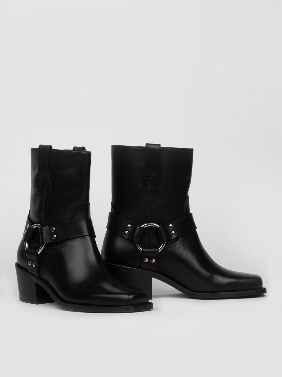 Women Silver Grace Boots | Boston, Leather Biker Boots Black