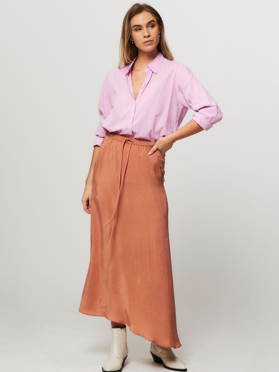 Women Humanoid Skirts | Darrow, Cupro/Viscose Mix A-Line Skirt Terracotta