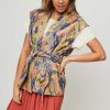 Women Louizon Blazers And Jackets | Samian, Cotton Gilet With Pattern Blue