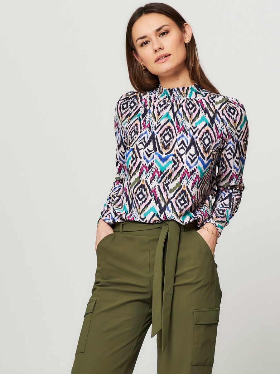 Women Studio Anneloes Tops And Blouses | Becca, Travel Jersey Top With Print Dark Blue