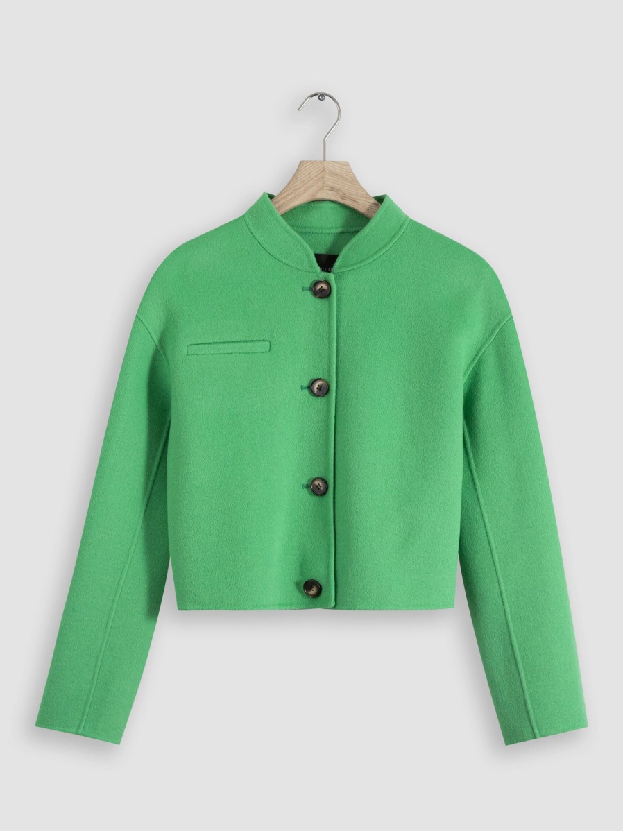 Women Studio AR Blazers And Jackets | Heather, Wool Mix Cropped Jacket Green