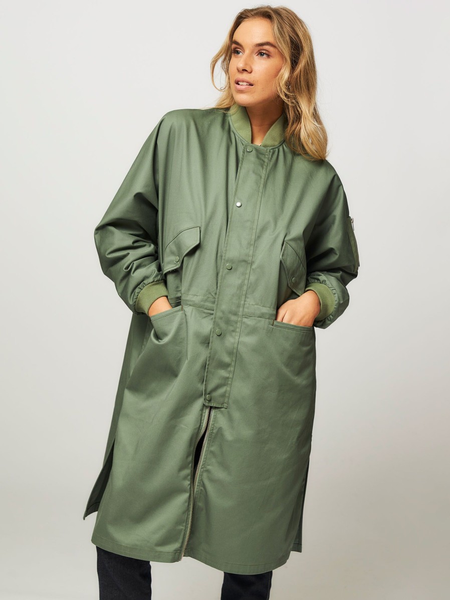 Women Bellerose Outerwear | Hearst, Cotton Parka Dark Green