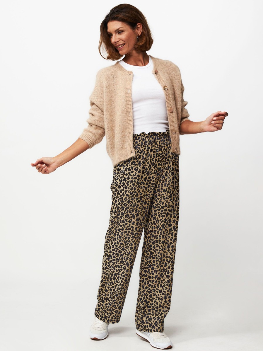 Women By Bar Pants And Jumpsuits | Leo, Viscose Mix Wide Leg Trousers With Pattern Camel