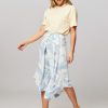 Women Won Hundred Skirts | Joyce, Viscose A-Line Skirt With Print Light Blue