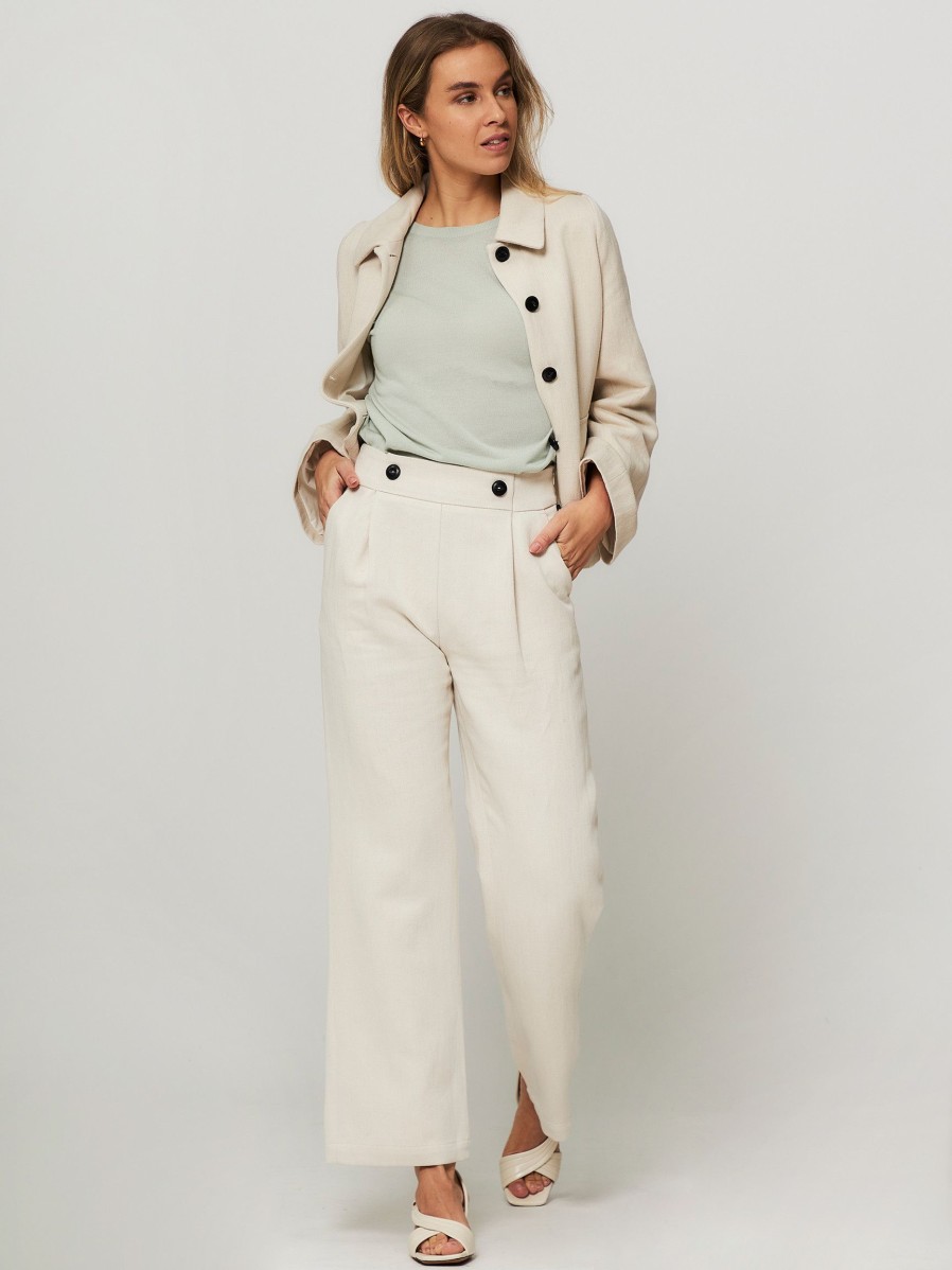 Women Ruby Tuesday Pants And Jumpsuits | Makaio, Cotton/Linen Mix Trousers Ecru