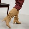 Women Brown Dot. Boots | Sam, Suede High Boots Sand