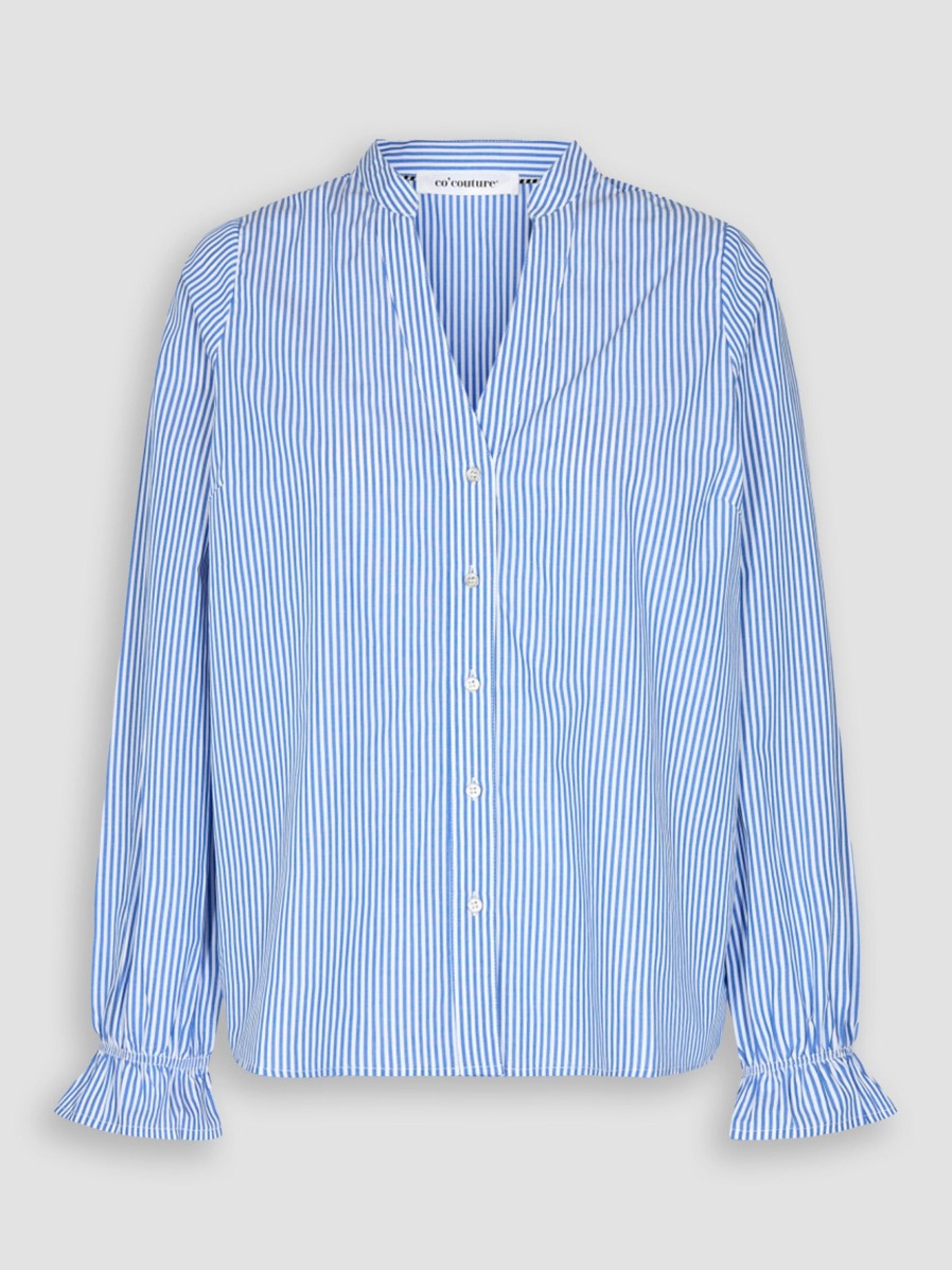 Women Co'Couture Tops And Blouses | Melin, Cotton Blouse With Striped Pattern Blue