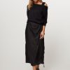 Women Closed Skirts | Woven Wrap Over Skirt Black