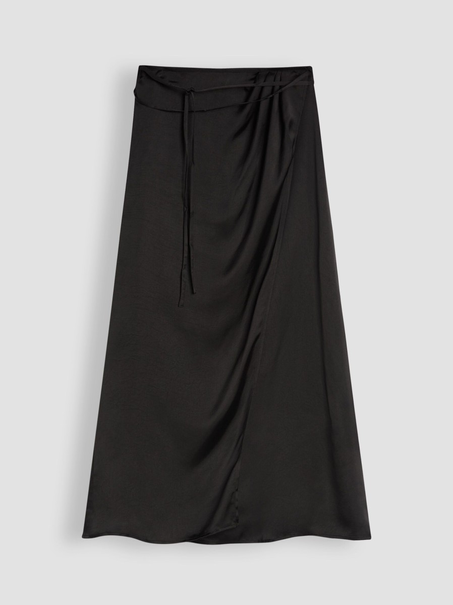 Women Closed Skirts | Woven Wrap Over Skirt Black