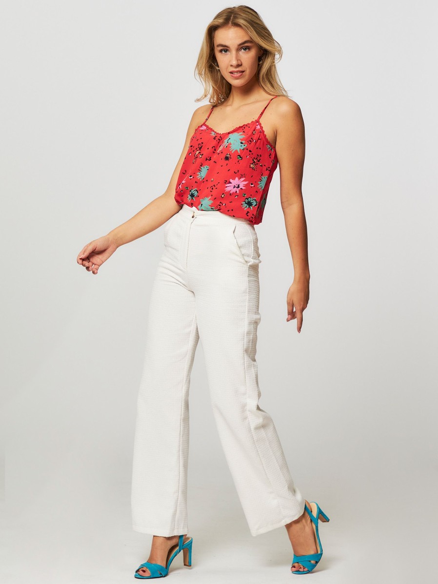 Women Untold Stories Pants And Jumpsuits | Palma, Cotton Mix Trousers With Structure Cream