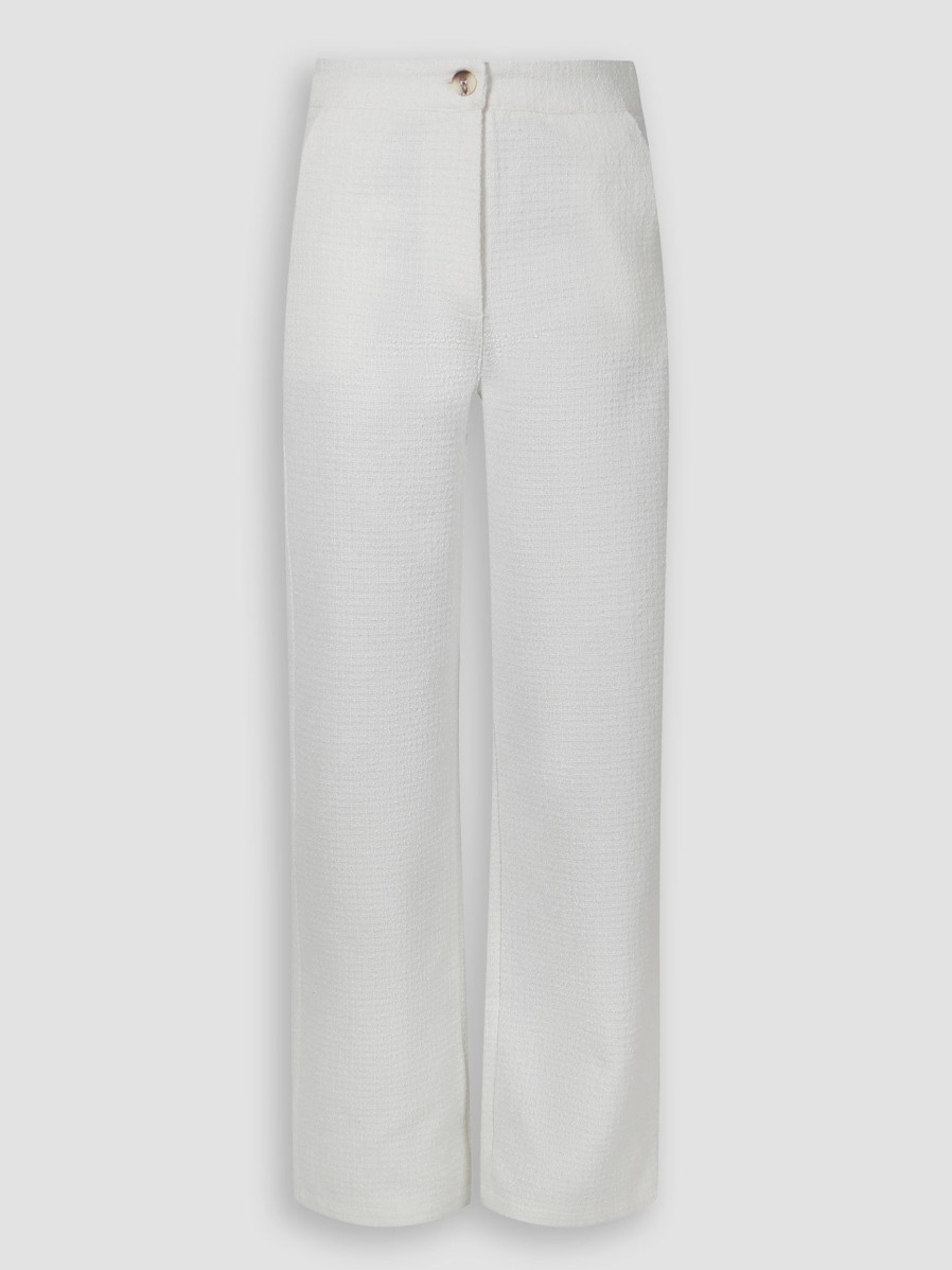 Women Untold Stories Pants And Jumpsuits | Palma, Cotton Mix Trousers With Structure Cream