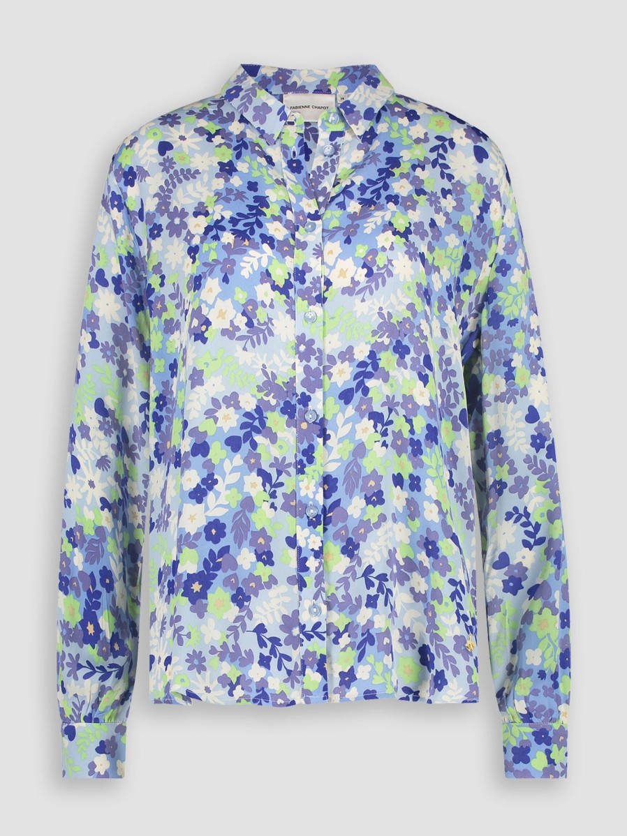 Women Fabienne Chapot Tops And Blouses | Lot, Viscose Blouse With Print Blue