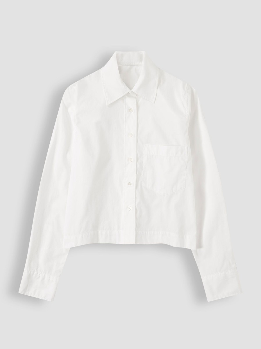 Women Closed Tops And Blouses | Organic Cotton Cropped Blouse White