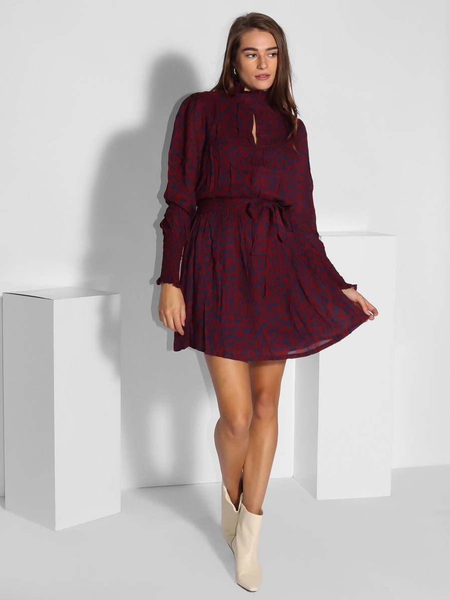 Women Poppy Field Dresses And Tunics | Greg, Viscose Dress With Print Bordeauxred