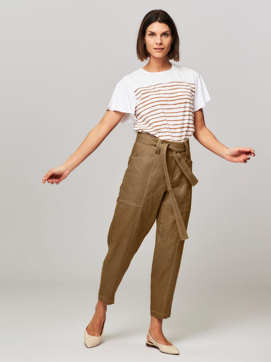 Women Idano Pants And Jumpsuits | Ousman, Linen Trousers Cognac