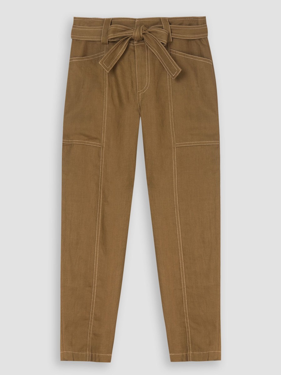 Women Idano Pants And Jumpsuits | Ousman, Linen Trousers Cognac