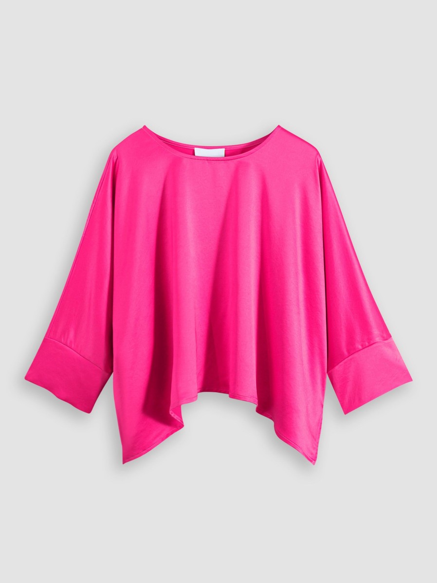 Women Sea Me Happy Tops And Blouses | Soraya, Woven Shiny Top Bright Pink