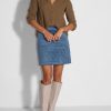 Women Frnch Skirts | Jayne, Woven Velvet Skirt Blue